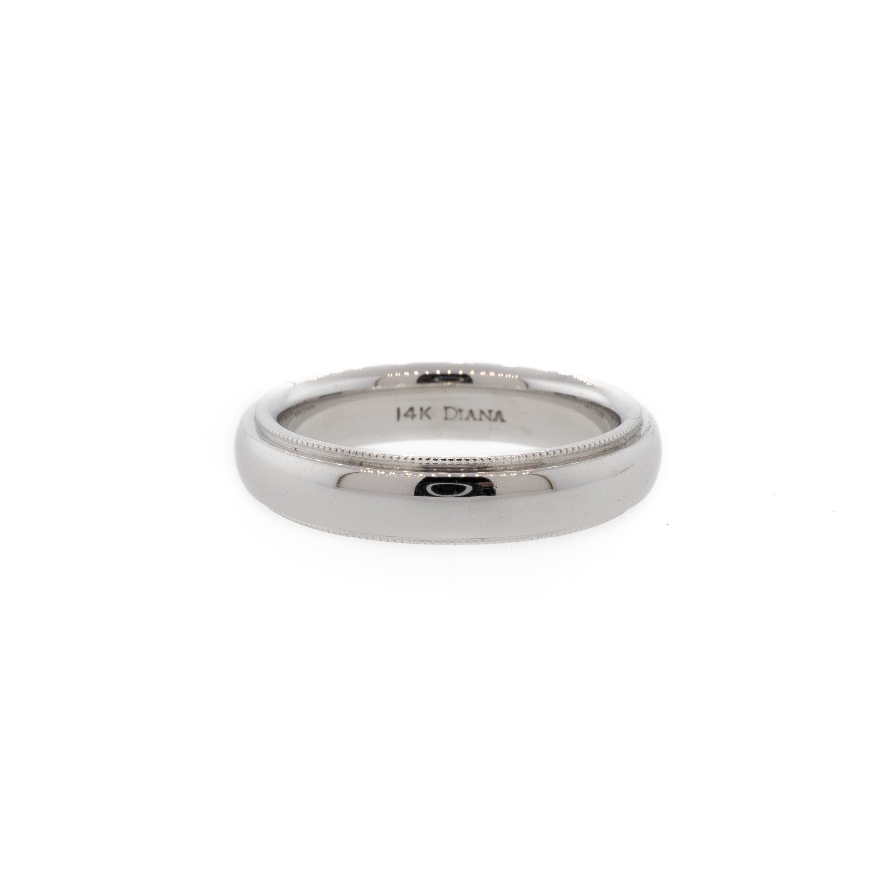 Milgrain 14K White Gold Wedding Band