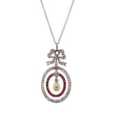 La Belle Epoque Pearl & Ruby Platinum Overlaid Yellow Gold Necklace