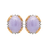 Lavender Jadeite & Diamond Gold Rope Earrings