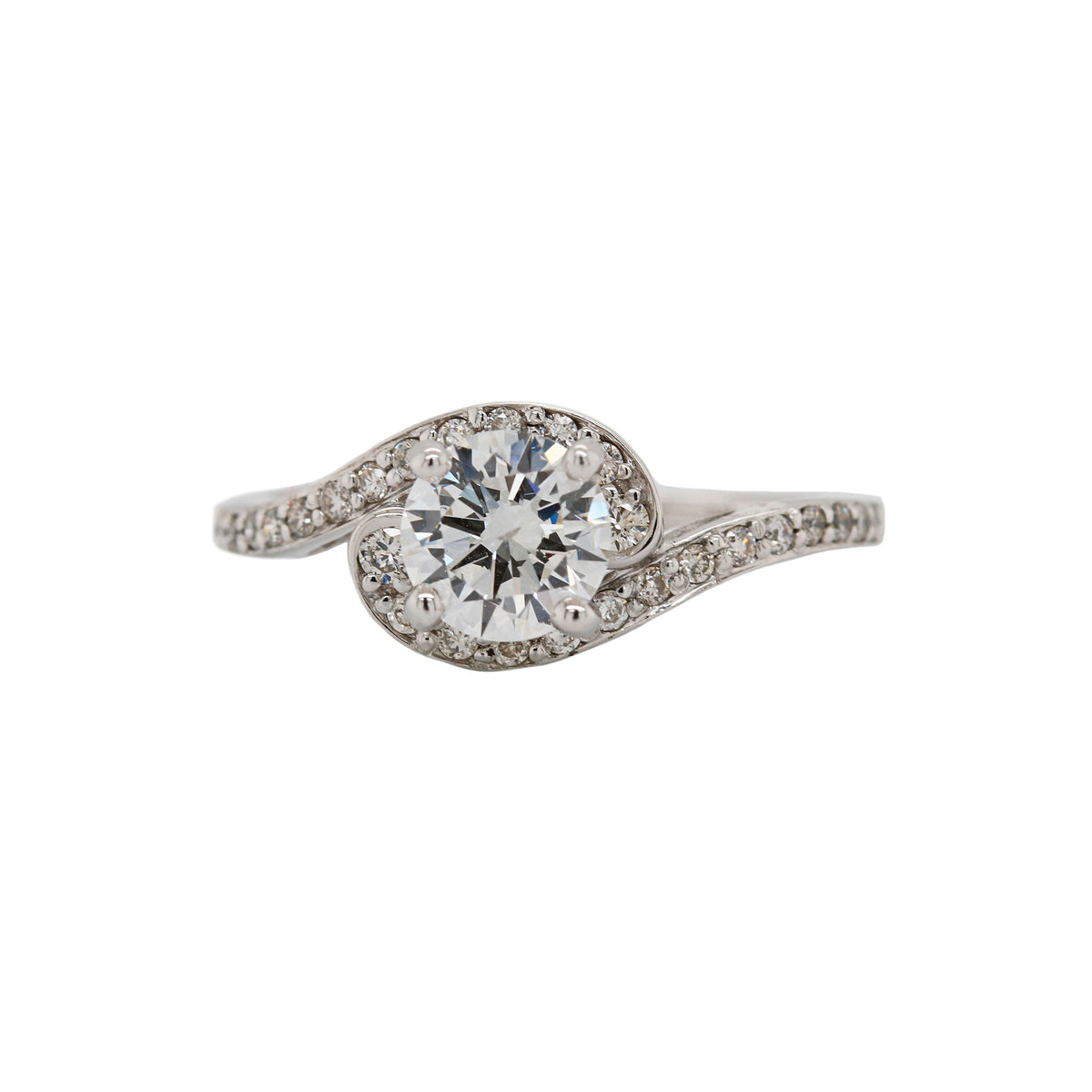 Round Brilliant Cut Diamond Bypass Swirl Ring