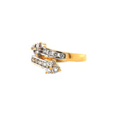 18K Yellow & White Gold Diamond Arrow Two-Tone Bypass Ring